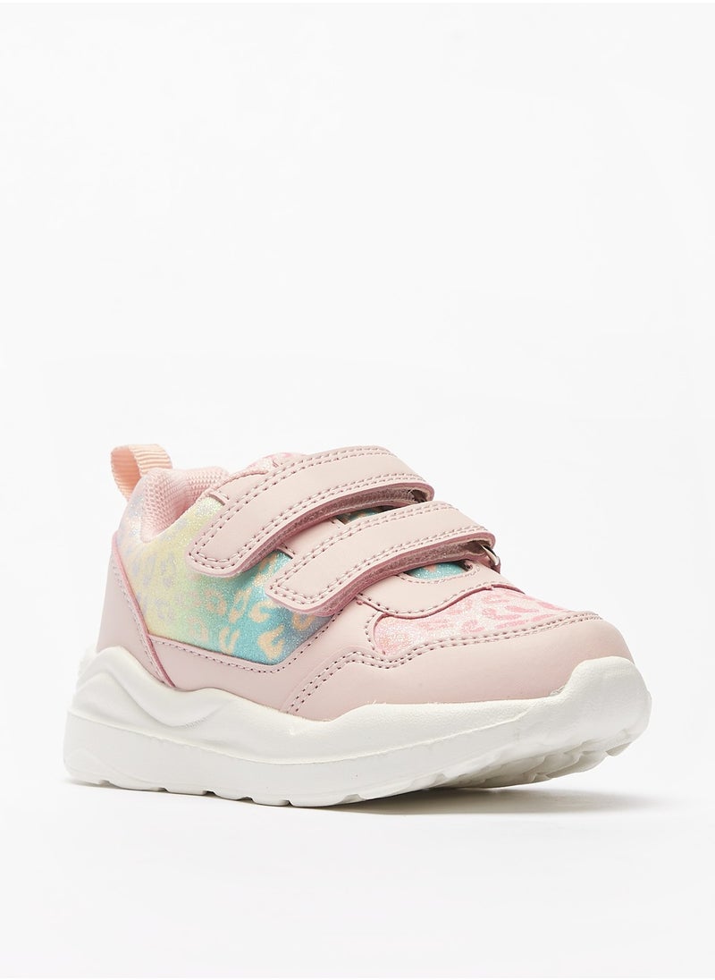 Flora Bella By Shoexpress - Girls Glitter Print Sneakers with Hook and Loop Closure - Image 1