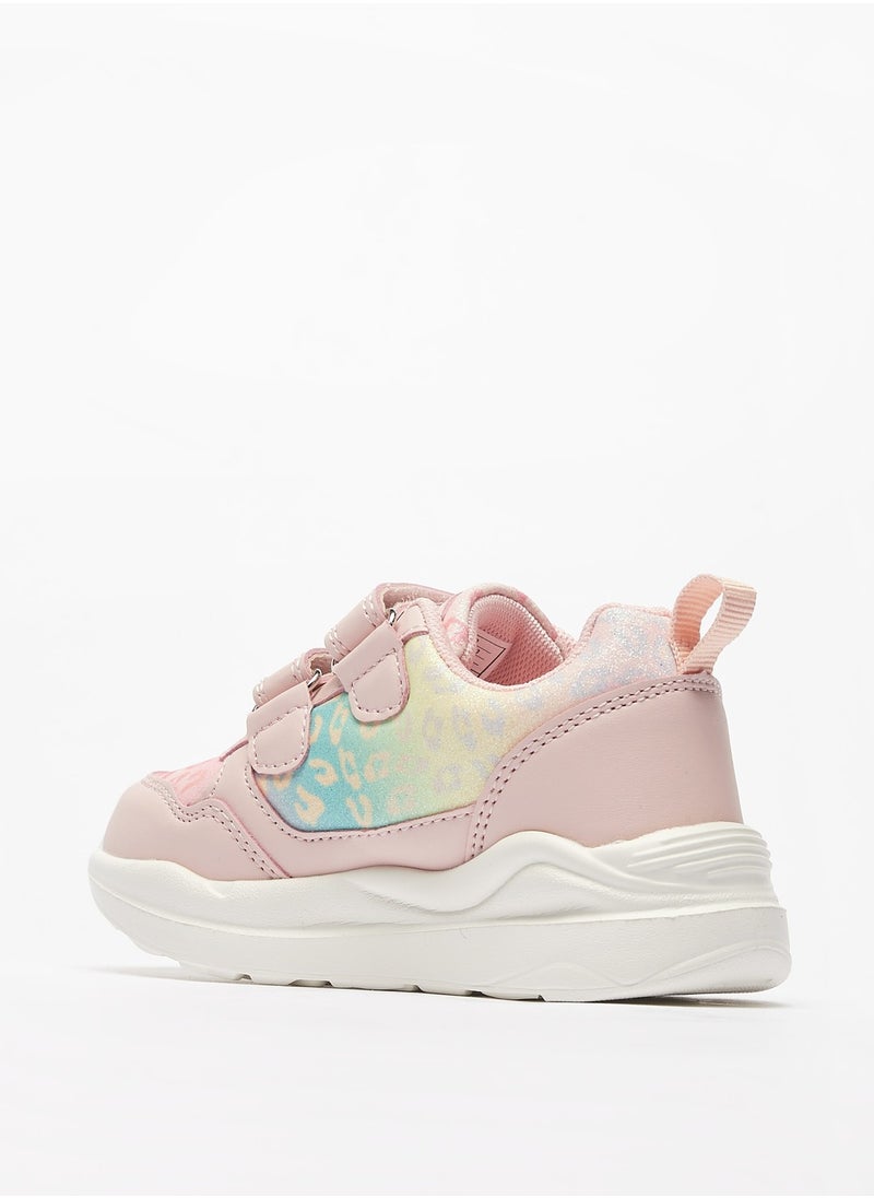 Flora Bella By Shoexpress - Girls Glitter Print Sneakers with Hook and Loop Closure - Image 1