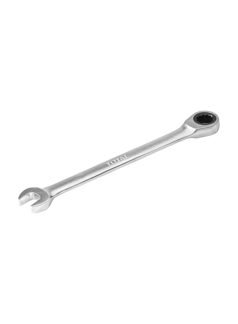 TOTAL 15mm Ratchet Spanner, Cr-V Steel, Chrome Plated, Matte Finish, 72T Ratchet with Cr-Mo Socket, 200mm Length - Image 1