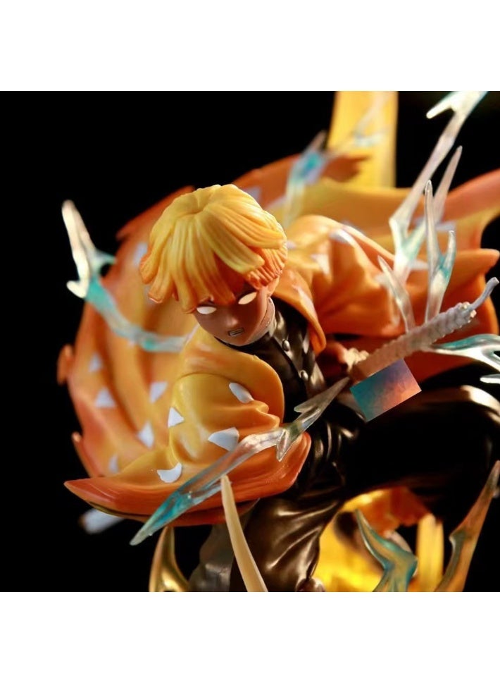 هالامودو النقر فلاش نحت بسيط من زينيتسو أغاتسوما منحوت رأس مزدوج مع مشهد عيون مضيئة مصنوعة يدوياً نموذج ديكور المكتب لعبة 35 سم - Image 2