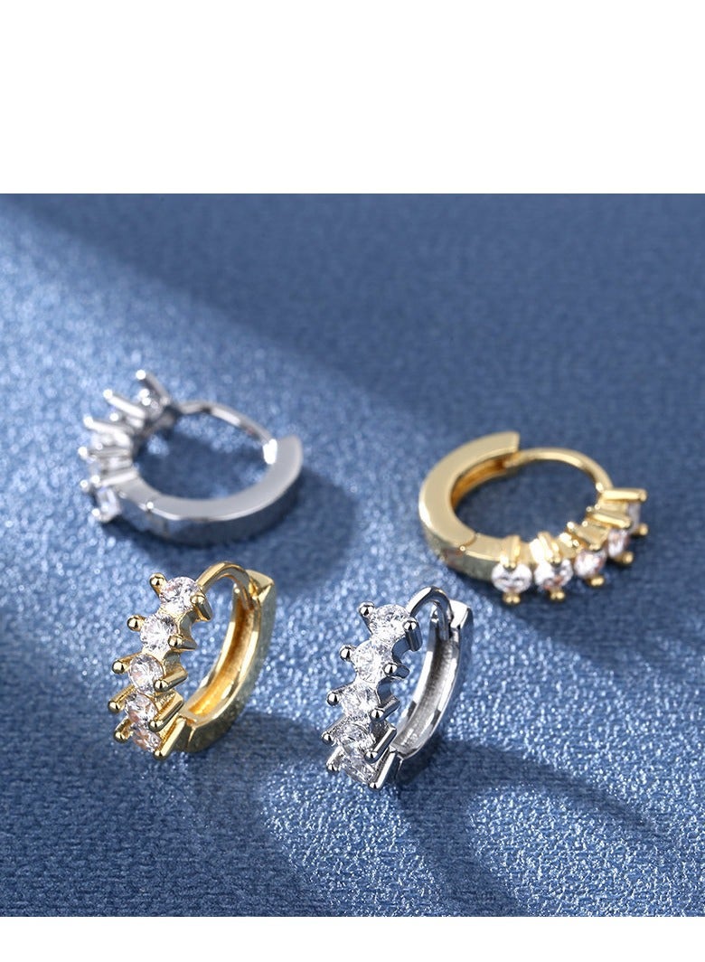 2025 New Luxury 925 Sterling Silver CZ Geometric Hoop Earrings – Fashionable Prong-Set Zircon Huggie Hoops, Hypoallergenic Jewelry for Women, Wedding & Daily Wear Accessories, Trendy Gift Idea  - Image 2
