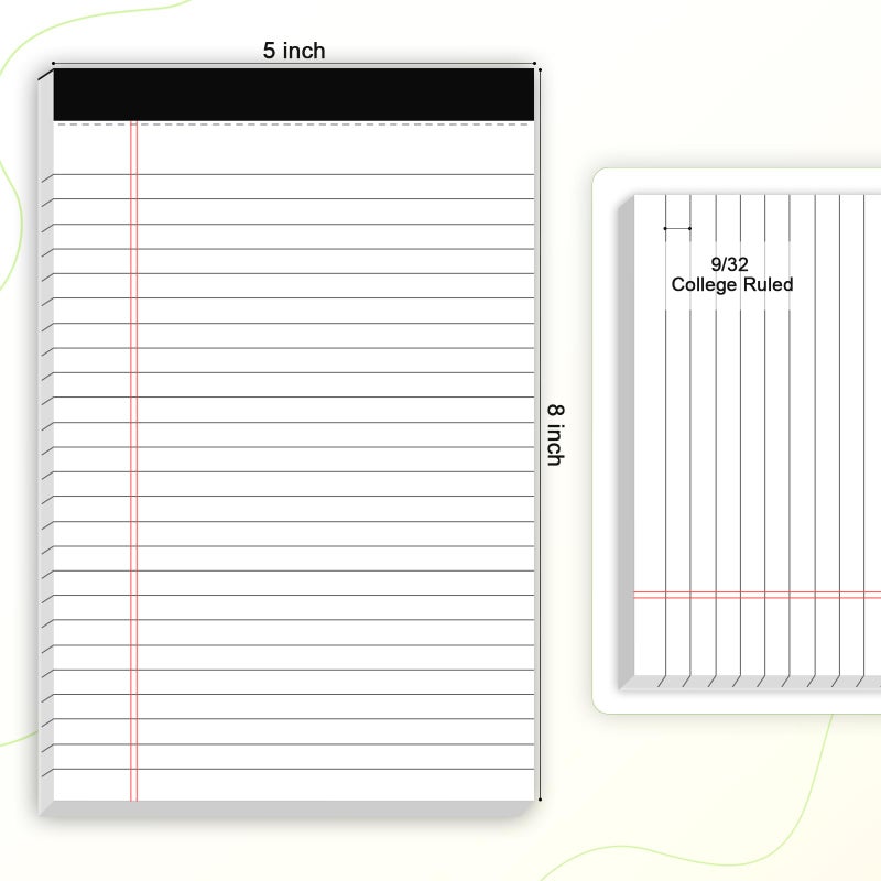 AILZFEI 12pcs Small Note Pad 5x8 College Ruled White Legal Pads Paper Notepads 12 Pack Study Back Writing Pads 5 x 8 Legal Pads Perforated Narrow Ruled Pads of Paper White - Image 2