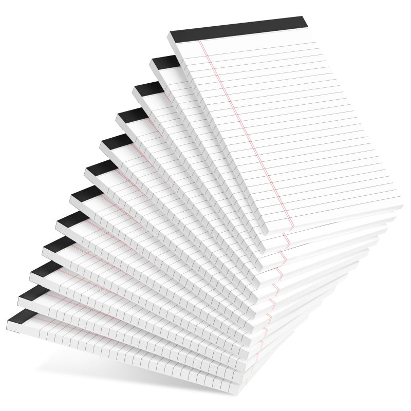 AILZFEI 12pcs Small Note Pad 5x8 College Ruled White Legal Pads Paper Notepads 12 Pack Study Back Writing Pads 5 x 8 Legal Pads Perforated Narrow Ruled Pads of Paper White - Image 1