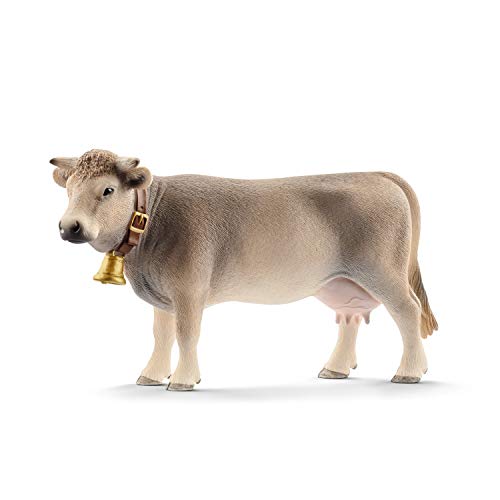 Schleich Farm World Braunvieh Cow Animal Figurine - Highly Detailed and Durable Farm Animal Toy, Fun and Educational Play for Boys and Girls, Gift for Kids Ages 3+ - Image 1