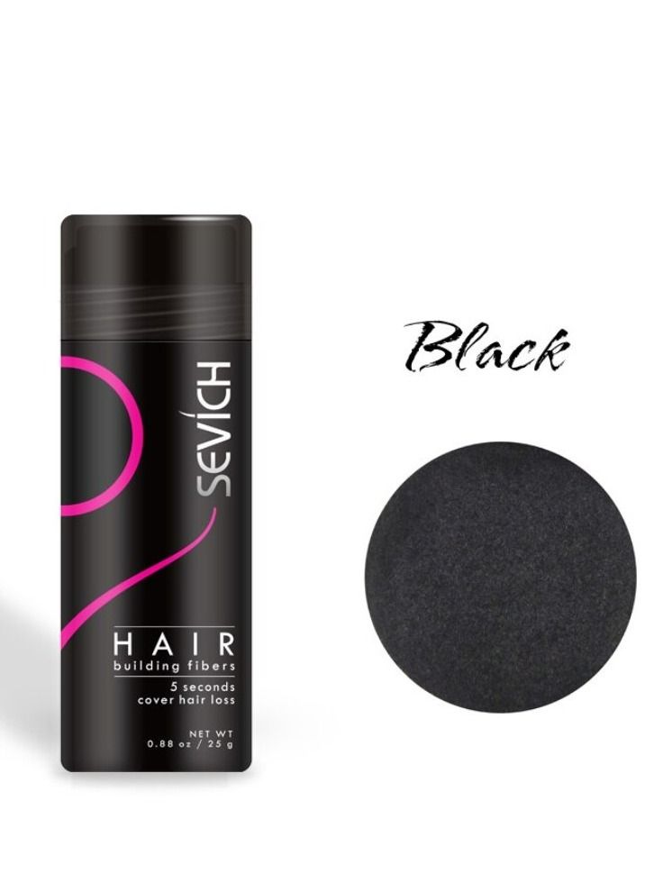 Sevich Unisex Black Color Hair Building Fibers 5 Seconds Conceals Loss Hair Rebuilding Nature Keratin Fibers for Thinning Hair 25g - Image 2