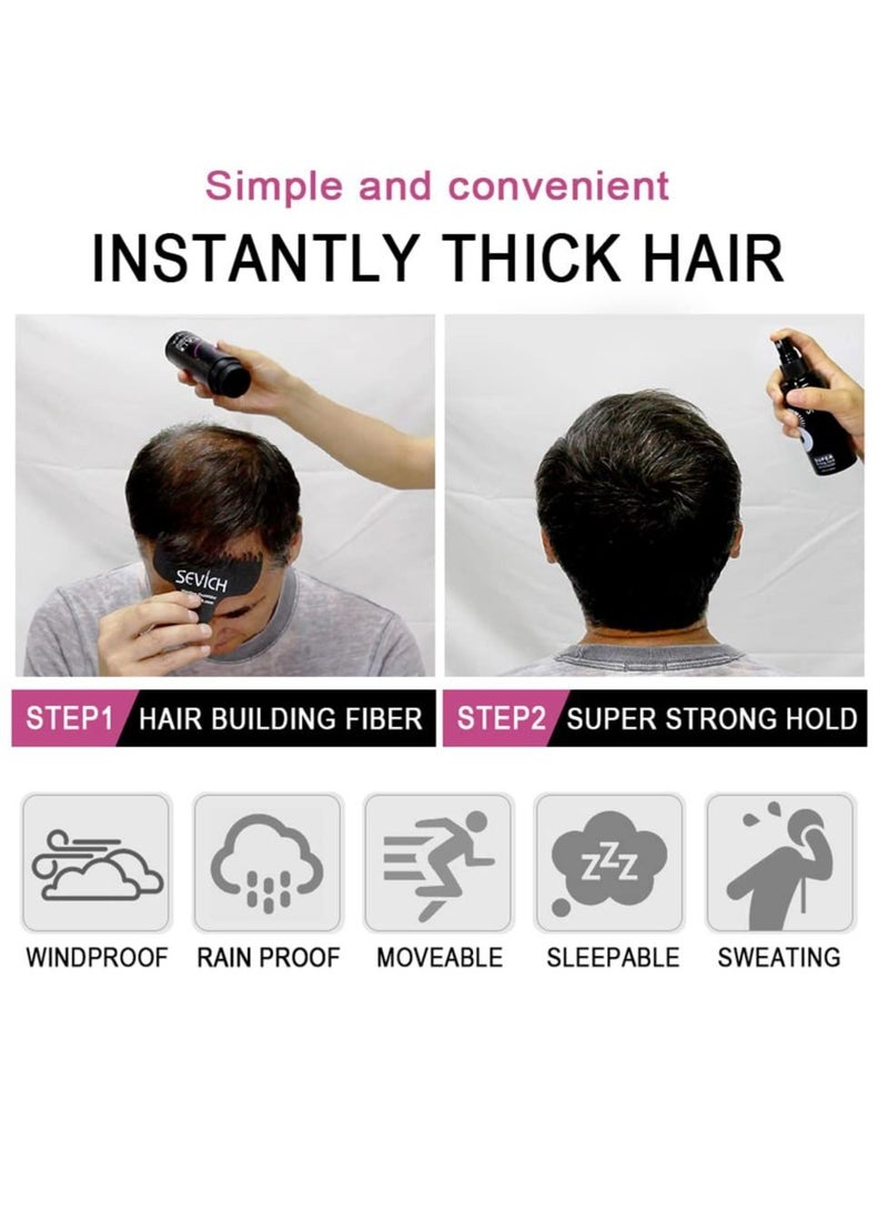 Sevich Unisex Black Color Hair Building Fibers 5 Seconds Conceals Loss Hair Rebuilding Nature Keratin Fibers for Thinning Hair 25g - Image 4