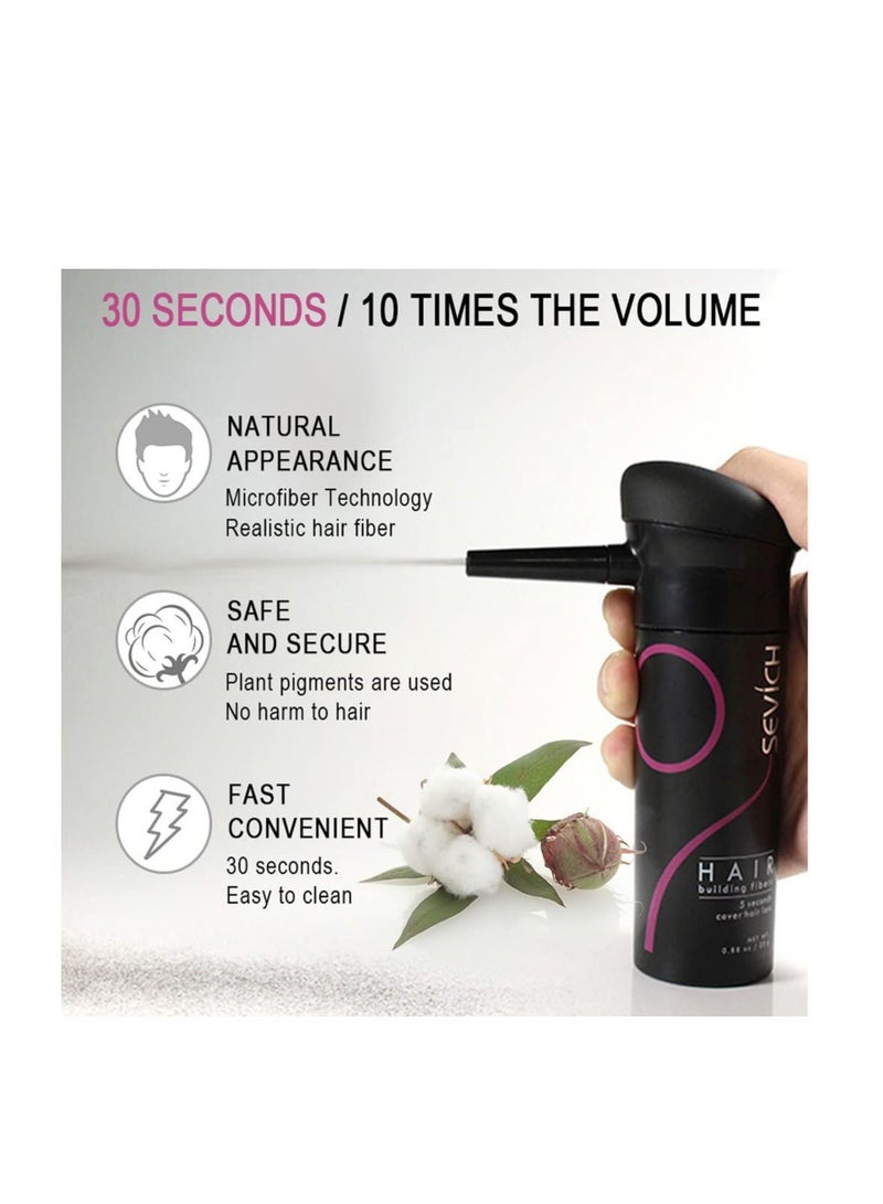Sevich Unisex Black Color Hair Building Fibers 5 Seconds Conceals Loss Hair Rebuilding Nature Keratin Fibers for Thinning Hair 25g - Image 5