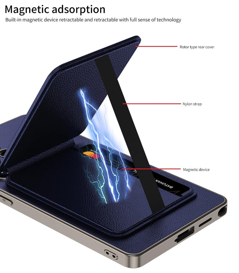 Midkart Leather Case Compatible with Samsung Galaxy S25 Ultra and Compatible with Wireless Charging Detachable Card Holder Kickstand Independent Camera Protection, Fiber Black - Image 4
