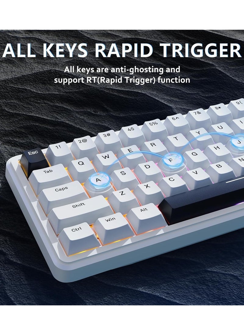 Attack Shark - X65 HE Wired Rapid Trigger Magnetic Switch 65% Mechanical Gaming Keyboard, Hall Effect Top Mounted RGB Hot Swap,Adjustable Actuation,8KHZ Polling Rate,PBT Keycaps for Win/Mac(White) - Image 1