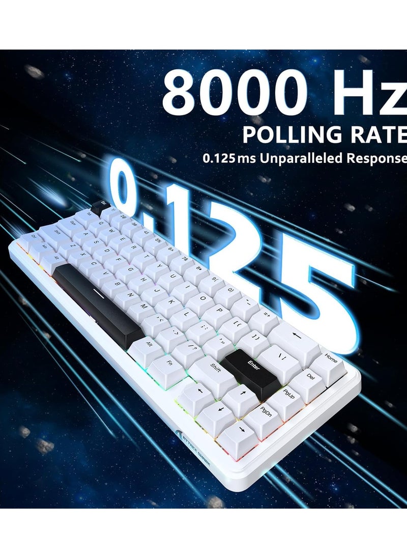 Attack Shark - X65 HE Wired Rapid Trigger Magnetic Switch 65% Mechanical Gaming Keyboard, Hall Effect Top Mounted RGB Hot Swap,Adjustable Actuation,8KHZ Polling Rate,PBT Keycaps for Win/Mac(White) - Image 1