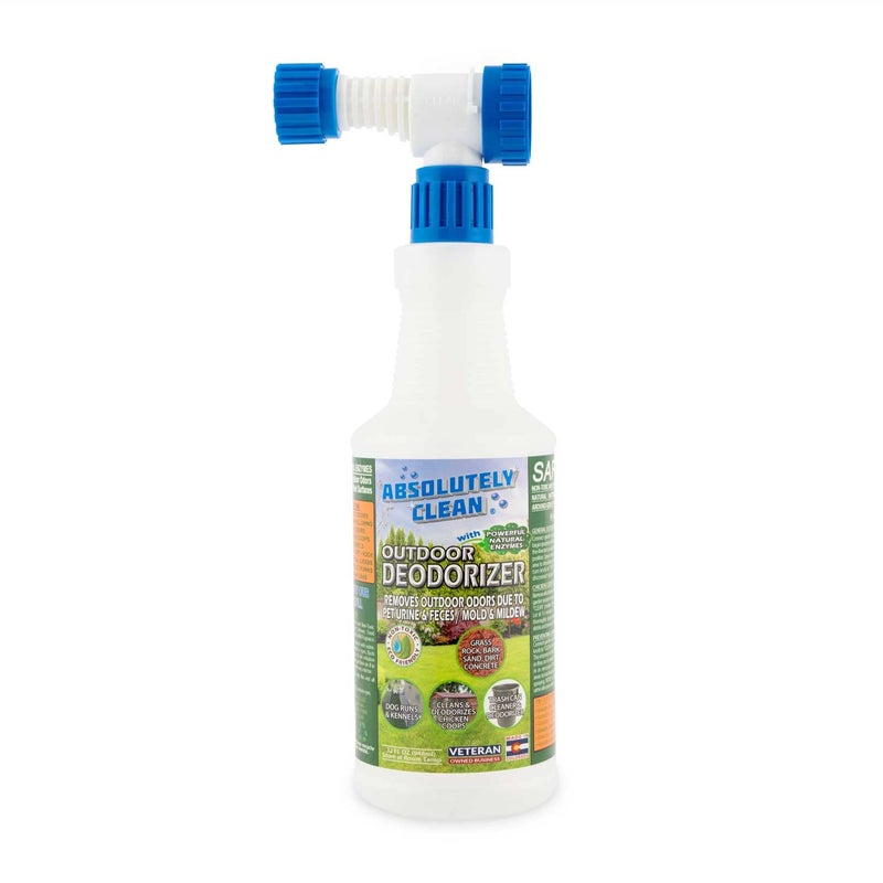 Absolutely Clean Amazing Outdoor Deodorizer odor eliminator Natural Enzyme Just Spray & Walk Away Grass, AstroTurf, Dog Runs, Patios, Decks, Fences & More Vet Approved - 32oz odor eliminator for strong odor - Image 1