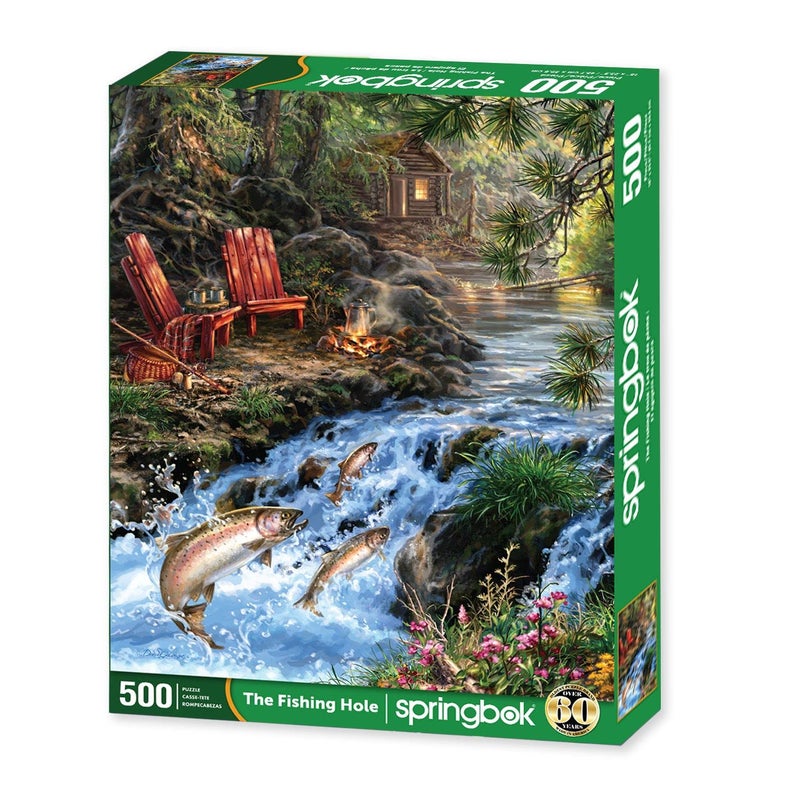 Springbok's 500 Piece Jigsaw Puzzle The Fishing Hole - Made in USA - Image 2