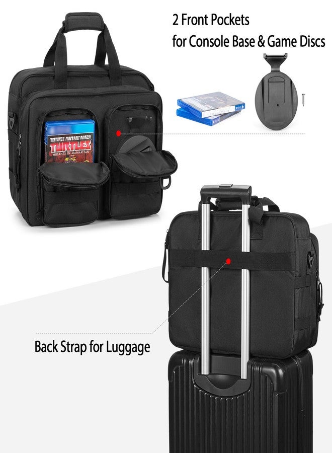 PGmoon Travel Case Compatible with PS5 / PS4 Console, Protective Carrying Case Storage Bag for Controllers, Game Discs and More Accessories, Black (Patent Design) - Image 4