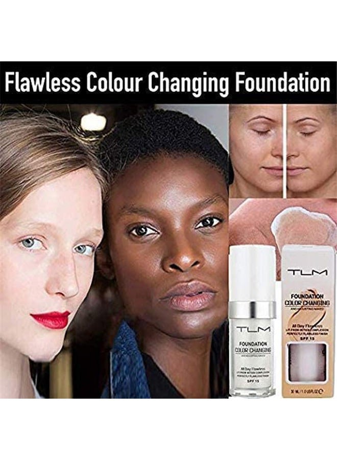 KOSIMI 30ml TLM Color Changing Foundation Liquid Base Makeup Change To Your Skin Tone By Just Blending, white - Image 4