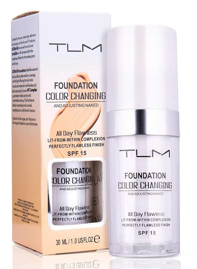 KOSIMI 30ml TLM Color Changing Foundation Liquid Base Makeup Change To Your Skin Tone By Just Blending, white - Image 1