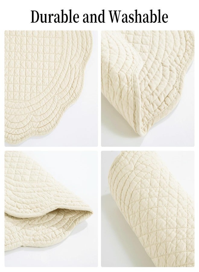HOMBYS Quilted Placemats Set of 6 Washable Round Placemats for Kitchen Table-100% Cotton Fabric 14 Inch Round Table Mats, Cotton Fabric with Microfiber Filling, (14"x14", Flax) - Image 5
