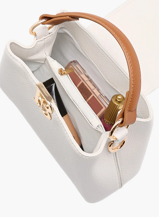 Flora Bella By Shoexpress Women's Textured Crossbody Bag with Detachable Shoulder Strap and Top Handle