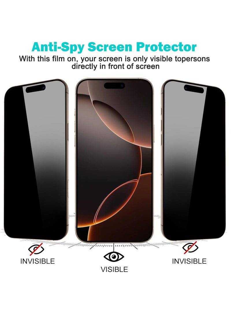 vesus [3+3 Pack] Privacy Screen Protector with Camera Lens Protector for iPhone 16 Pro Max 6.9" â€“ [Full Coverage] [Anti-Spy] [9H Hardness] [Edge Protection] [Easy Installation] [Bubble-Free] - Image 4