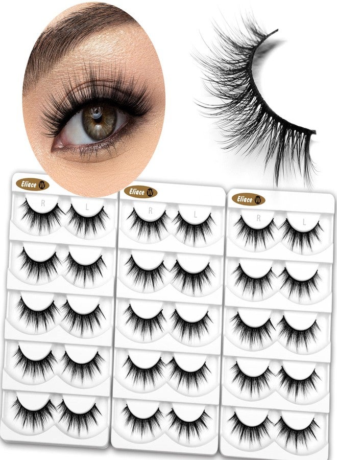 Eliace False Eyelashes Natural look Cat Eye Lashes Wispy Strips 3D Mink Lashes Fake Eyelashes Volume Fluffy Thick,Thin Soft Band Comfortable Dramatic Cross Wispy Lash Reusable,15 Pairs Alice Style - Image 1