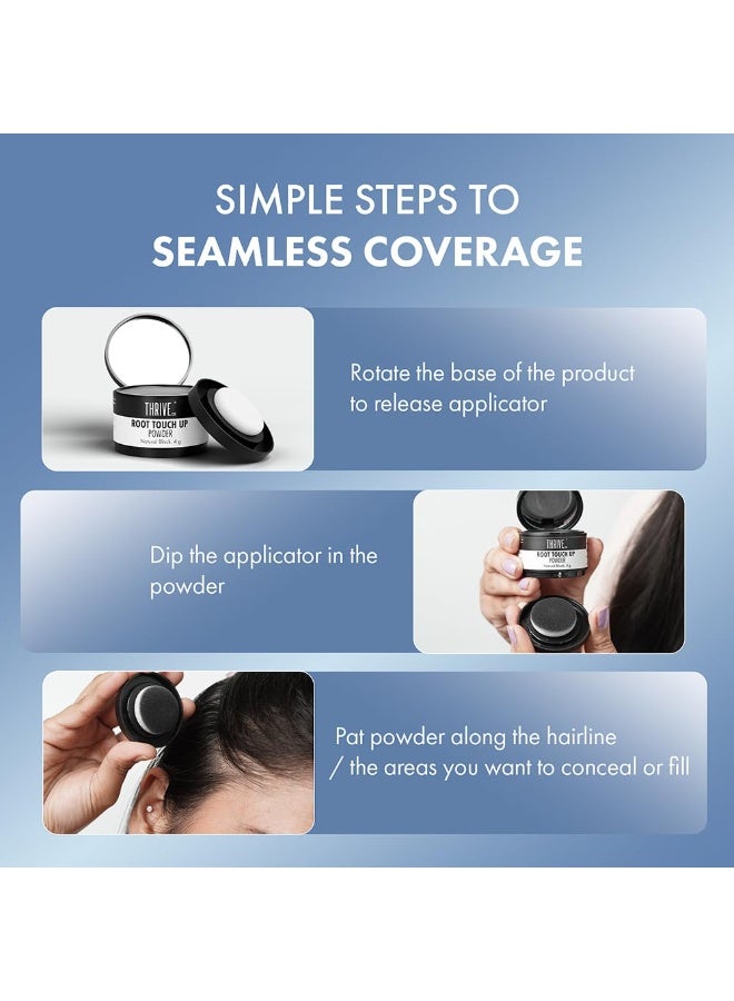 ThriveCo Root Touch-Up Powder Natural Black | Instantly Covers Greys & Bald Spots | Non-Sticky, Full Coverage, Mess-Free Application | Hyaplex™ Anti-Breakage Technology | 4g - Image 3