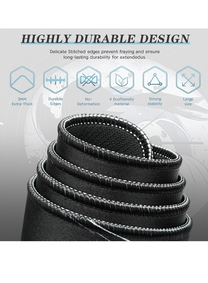 لوحة ماوس ألعاب بتصميم قطة عند النافذة (70×30 سم) للوحة المفاتيح وسجادة الماوس المكتبية - قاعدة مطاطية مضادة للانزلاق - حواف مخيطة - مقاومة للماء - إصدار سريع - Image 3