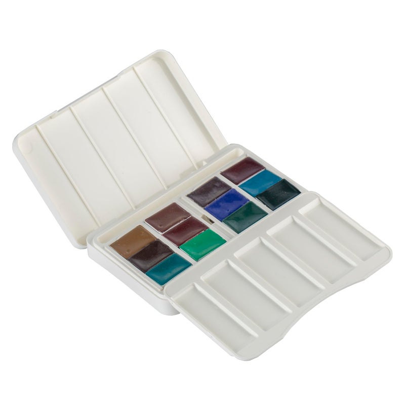 White Nights Professional Watercolor Set 12 Full Pans of Granulating and Natural Earth Colors, Extra Fine Artist Grade Pigments, Vibrant Lightfast Colors in Portable Durable Plastic Box by Nevskaya Palitra - Image 4