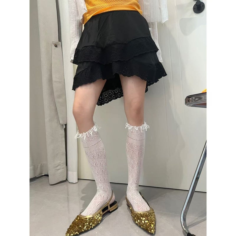A Multi-Wear Socks, High Elastic Calf Socks, Tassel Cut Out Fishnet Socks, Retro Calf Socks, Punk Style Summer - Image 4