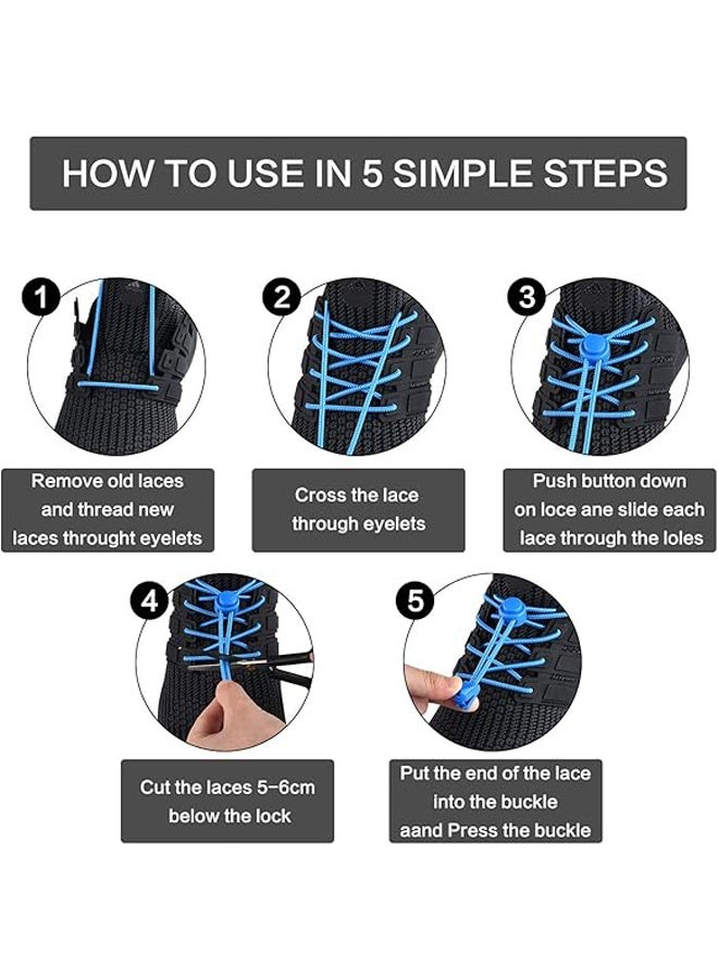 إم إكس إن 4 قطع من أربطة الحذاء، أربطة الحذاء بدون ربطة عنق أربطة الحذاء المطاطية، أربطة الحذاء السريعة للبالغين والأطفال لجميع الأحذية أربطة الحذاء المطاطية الشاملة أربطة الحذاء المطاطية مع أحزمة الأمان المعدنية (120 سم) - Image 4