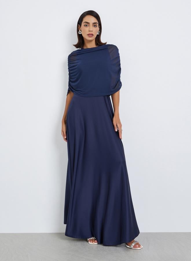 ستايلي فستان سهرة طويل بتصميم كاب نسائي - Image 3