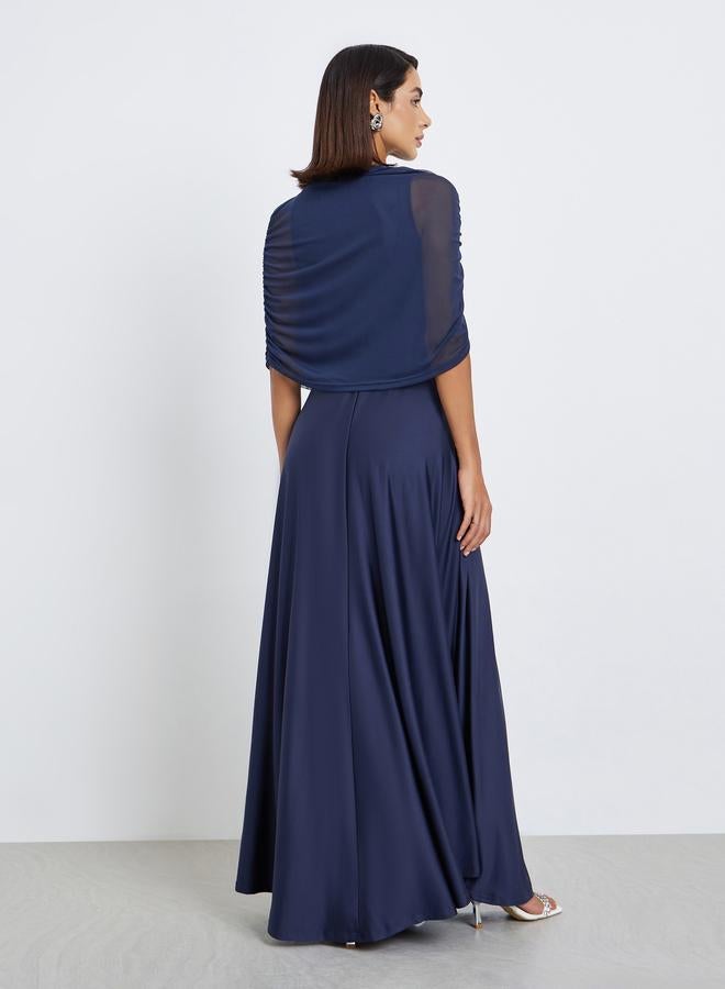 ستايلي فستان سهرة طويل بتصميم كاب نسائي - Image 5