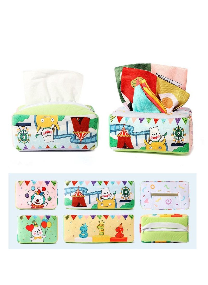 PYEBE Baby Tissue Box Soft Stuffed Square Sensory Toys Juggling Rainbow Dance Scarves for Toddler Infants Newborns and Kids Educational Preschool Learning 