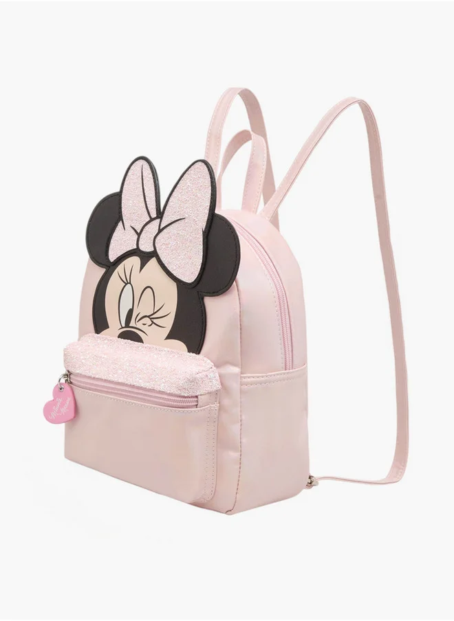 Disney Minnie Mouse Applique Backpack with Adjustable Straps and Zip Closure