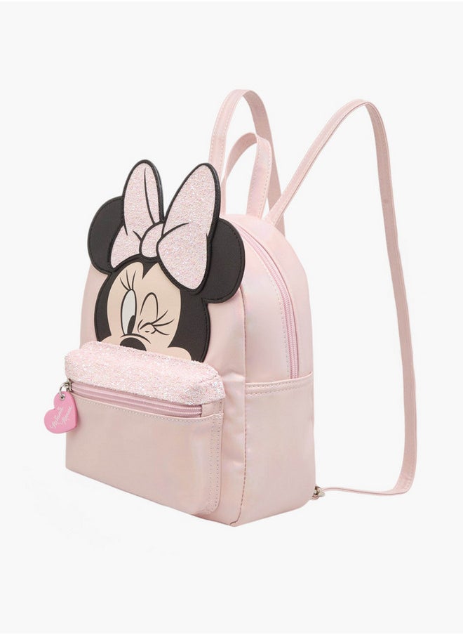 Disney Minnie Mouse Applique Backpack with Adjustable Straps and Zip Closure  - Image 2