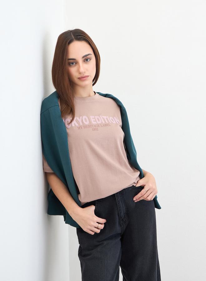 ستايلي تيشيرت واسع مطبع بكتابة - Image 4