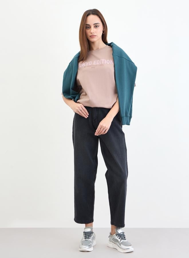 ستايلي تيشيرت واسع مطبع بكتابة - Image 2