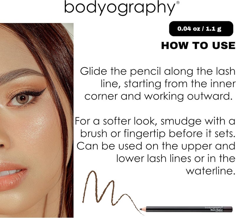 Bodyography Cream Eye Pencil in Onyx - Black Waterproof Makeup Pencil with Coconut Oil - Image 5