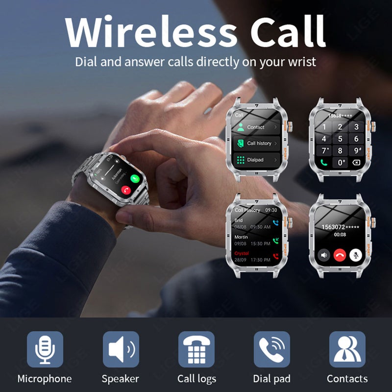 Lige/Lige Dedicated Men'S Smart Call Watch Multi-Function Alarm Clock Weather Heart Rate Music - Image 4