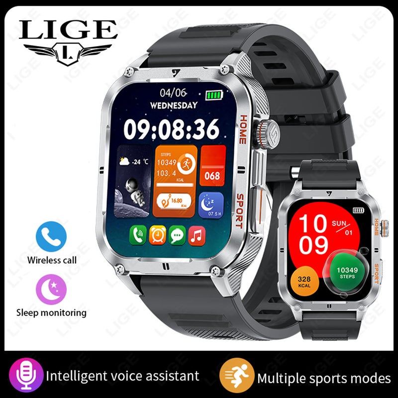 Lige/Lige Dedicated Men'S Smart Call Watch Multi-Function Alarm Clock Weather Heart Rate Music - Image 1