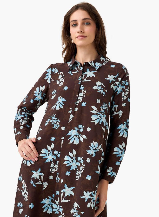 Iconic Printed Women Shirt Dress with Concealed Placket - Image 5