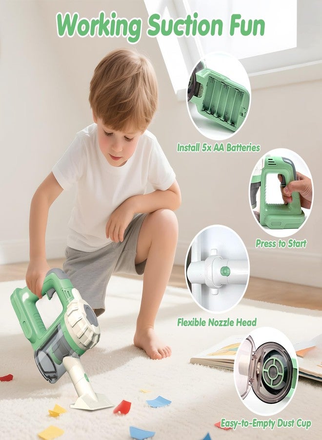 BAYMI 3-in-1 Kids Vacuum that Really Works – Working Toddler Vacuum Cleaner with Real Suction, Montessori Pretend Play Cleaning Toy Gift Set for Boys and Girls Ages 3+ (Green) - Image 5