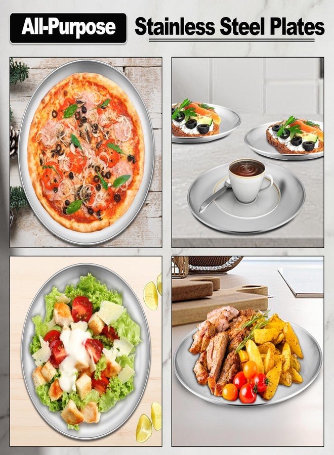 E-far 4-Piece Stainless Steel Plates, 9 Inch Metal Dinner Plates Dishes for Home, Picnic, Outdoor Camping, Healthy & Non-Toxic, Shatterproof & Dishwasher Safe - Image 4