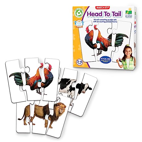 The Learning Journey: Match It! Head to Tail - 20 Self-Correcting Animal-Themed Puzzle Sets - Matching Puzzles for Children Ages 3-6 Years (40 Pieces) - Image 1