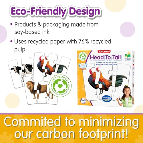 The Learning Journey: Match It! Head to Tail - 20 Self-Correcting Animal-Themed Puzzle Sets - Matching Puzzles for Children Ages 3-6 Years (40 Pieces) - Image 4