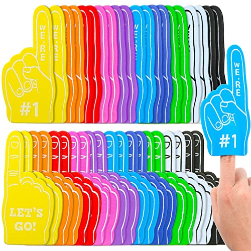 Sinmoe 100 Pieces Mini Foam Finger Football Party Favors 1 Sports Fan Foam Finger Football Party Supply Basketball Baseball Soccer Sporting Events SuppliesMulticolor - Image 1
