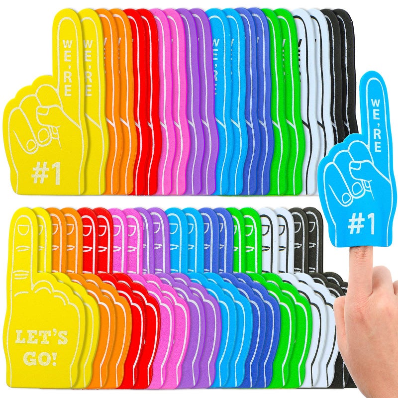 Sinmoe 100 Pieces Mini Foam Finger Football Party Favors 1 Sports Fan Foam Finger Football Party Supply Basketball Baseball Soccer Sporting Events SuppliesMulticolor - Image 3