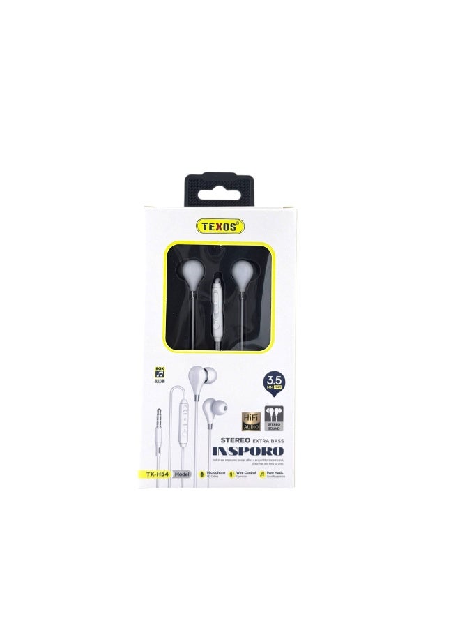تيكسو TEXOS Insporo TX-H54 Stereo Extra Bass Earphones with 3.5mm Jack - Image 2