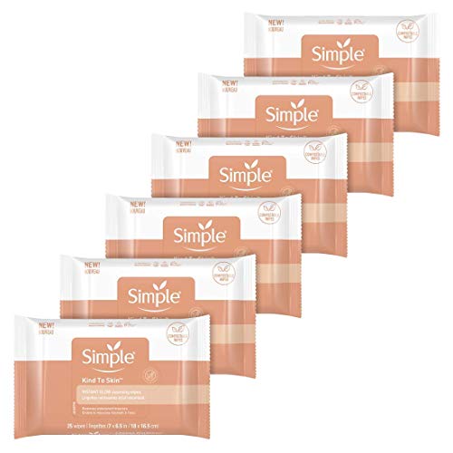 Simple Skin Care - Facial Cleansing Wipes, 25 Count, Instant Glow & Defend, Compostable, Skin Brightening, Moisturizing, Free of Harsh Chemicals, PETA Cruelty-Free - Image 1
