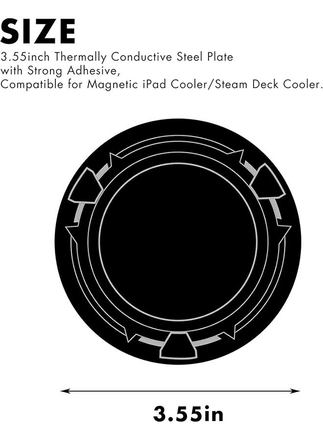JS 5 Pcs Magnetic Suction Plates for iPad Cooler, 3.55 inch Round Thermal Conductive Steel Pads with Strong Adhesive, Compatible with iPad Magnetic Cooler/Steam Deck Cooler - Image 3