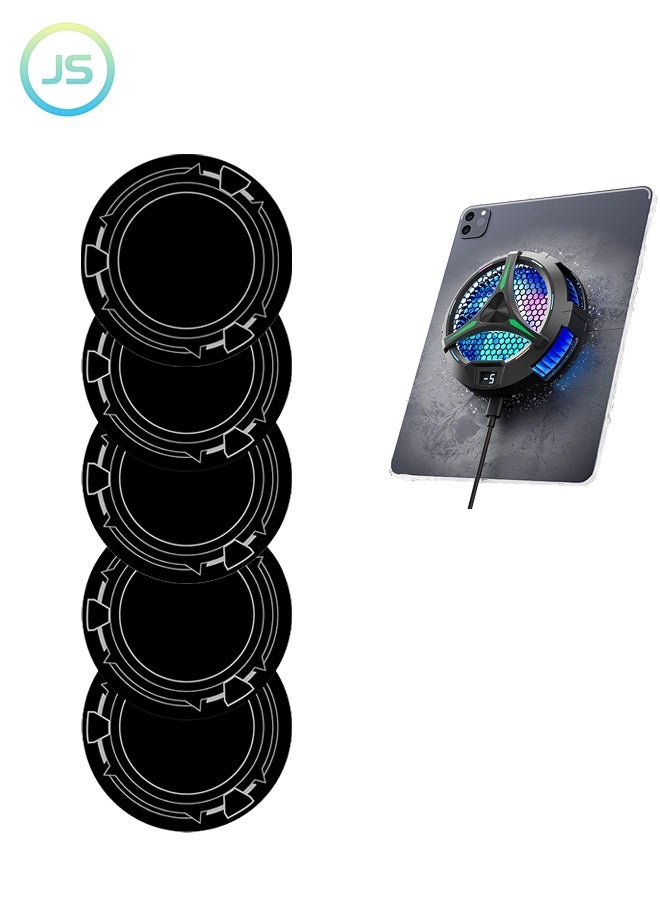 JS 5 Pcs Magnetic Suction Plates for iPad Cooler, 3.55 inch Round Thermal Conductive Steel Pads with Strong Adhesive, Compatible with iPad Magnetic Cooler/Steam Deck Cooler - Image 1