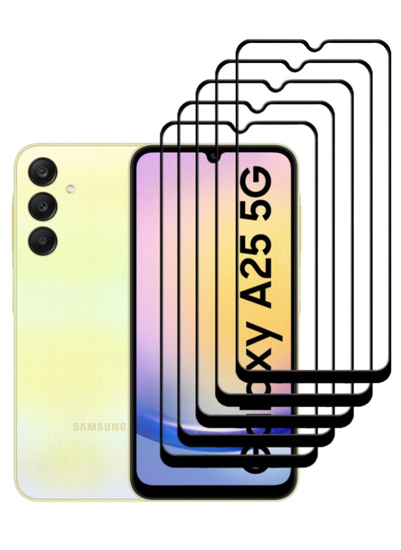 ACLIX 5 Pieces Antistatic ESD Dustproof Premium Quality High Definition Tempered Glass Screen Protector Designed For Samsung Galaxy A25 - Image 1